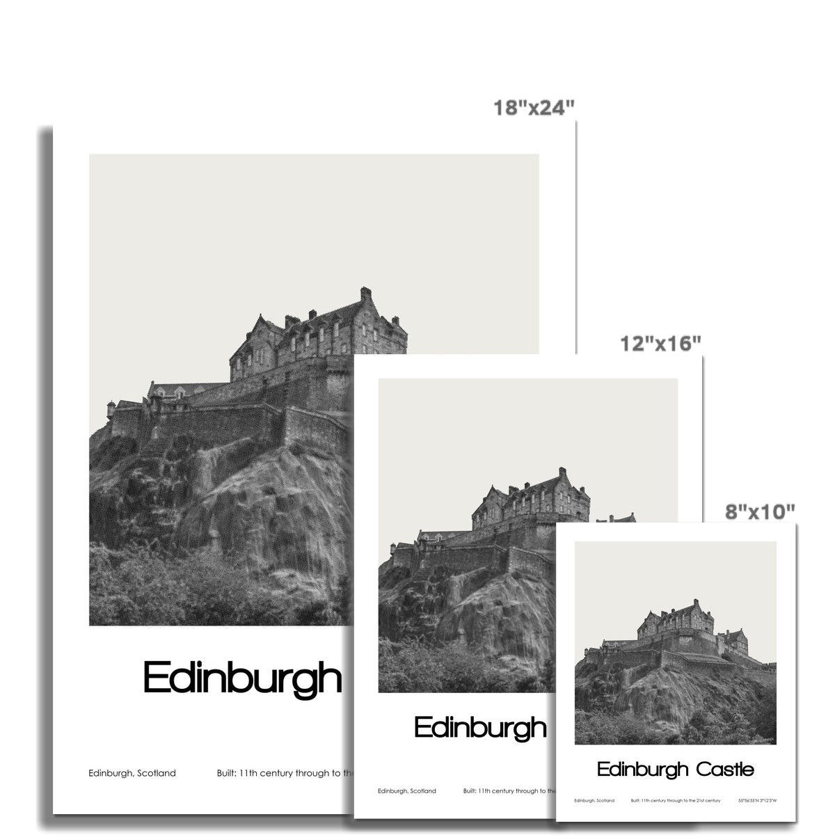 Edinburgh Castle Poster (Black & White)