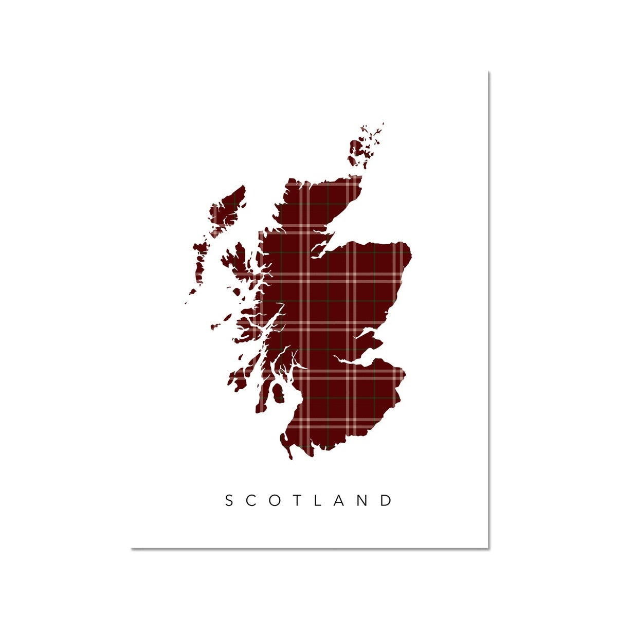 Scotland (Maroon Tartan Map)