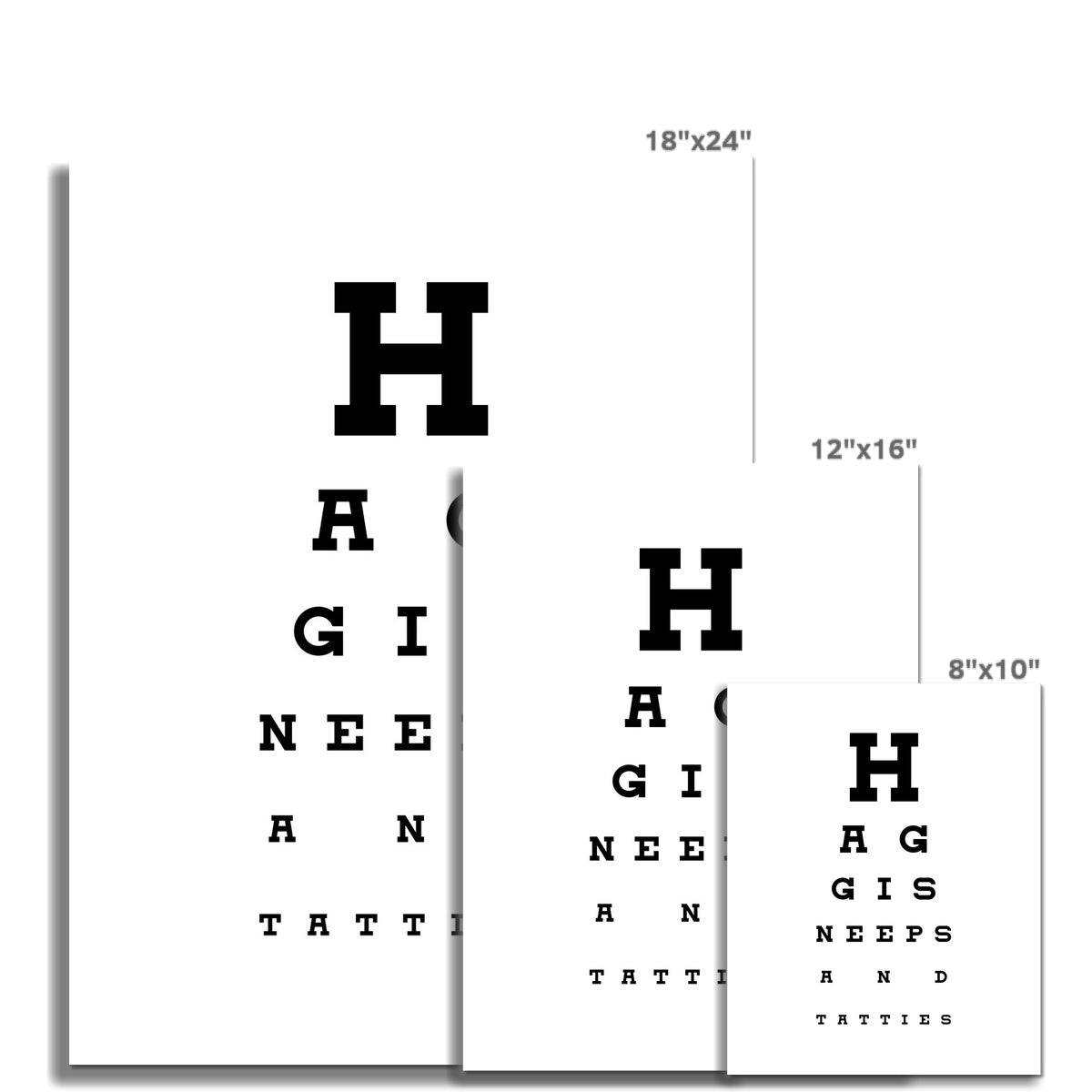 Haggis, Neeps And Tatties - Snellen Chart Design