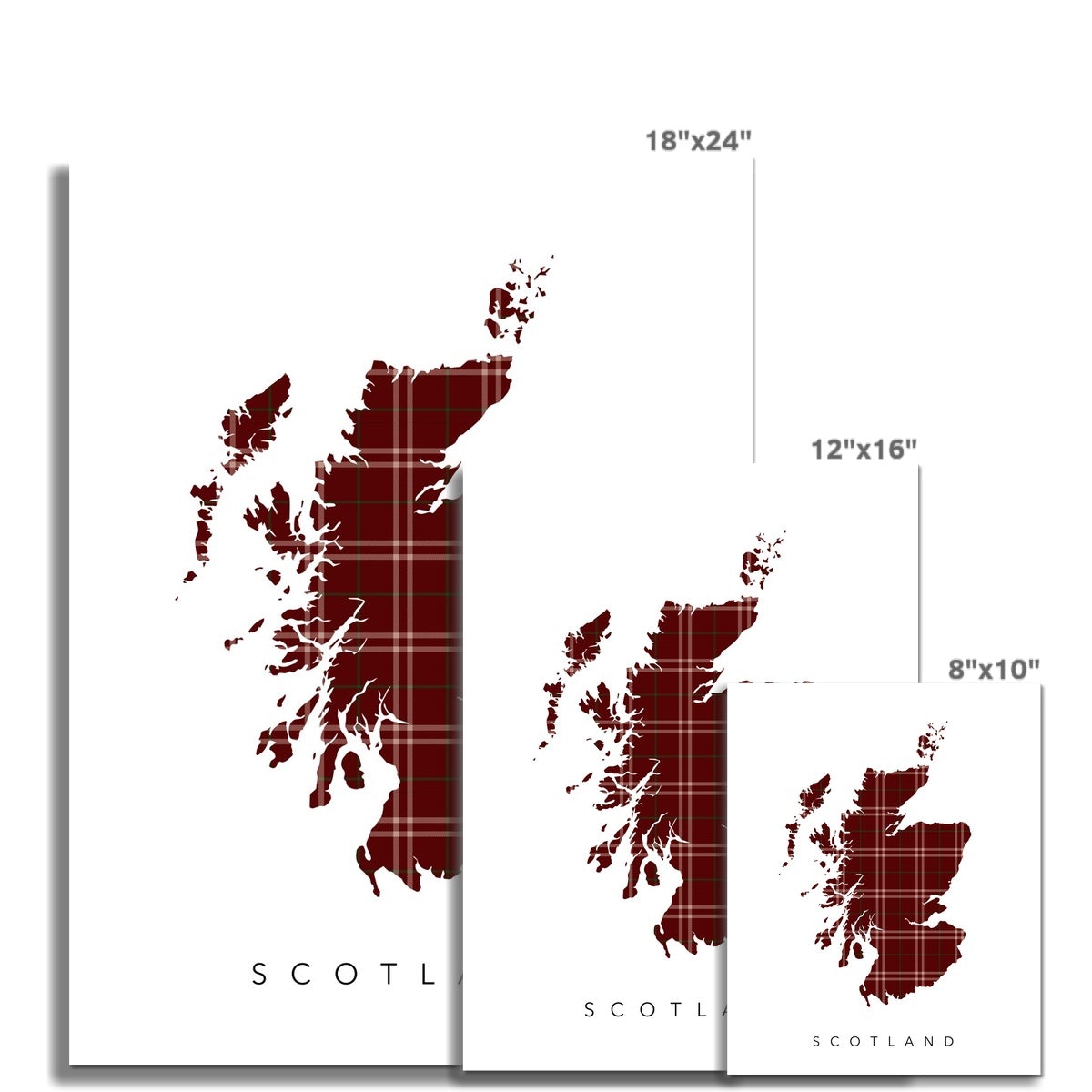 Scotland (Maroon Tartan Map)