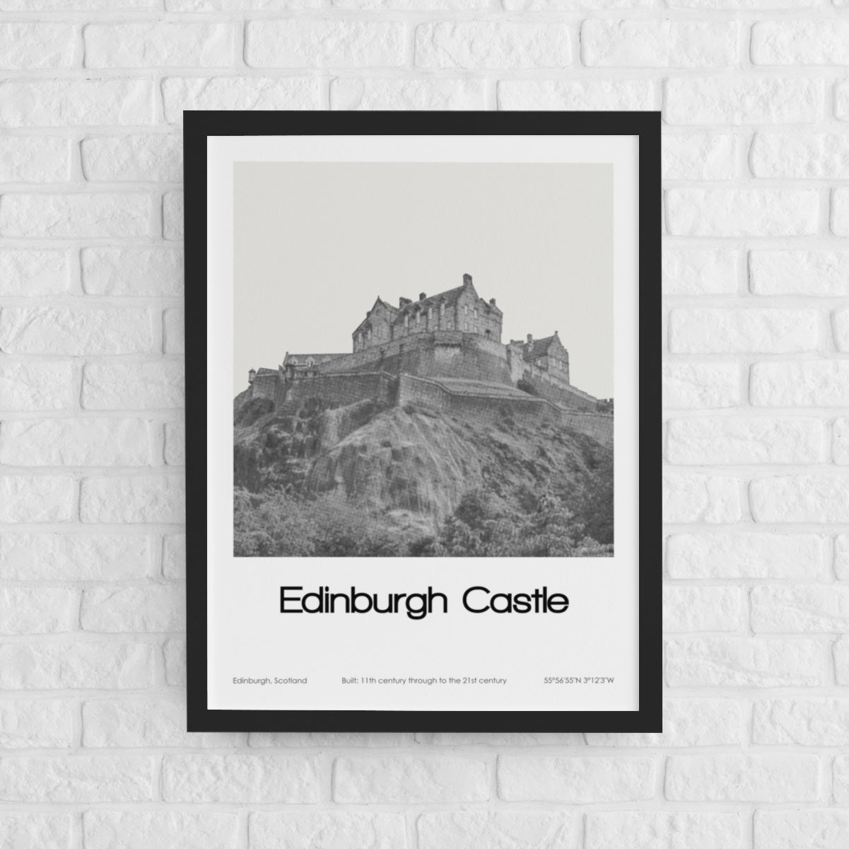 Edinburgh Castle Poster (Black & White)