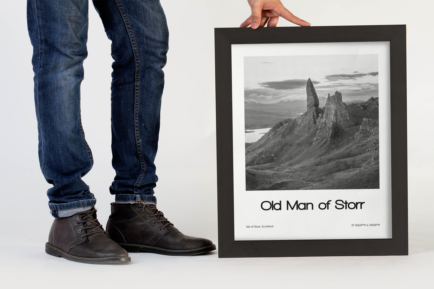 Old Man of Storr Poster (Black & White)
