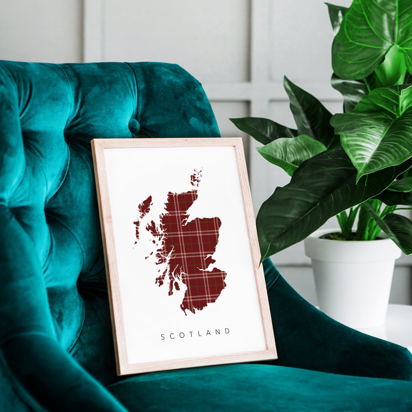 Scotland (Maroon Tartan Map)