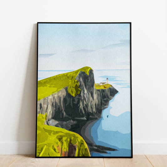 Neist Point Lighthouse - Watercolor Art