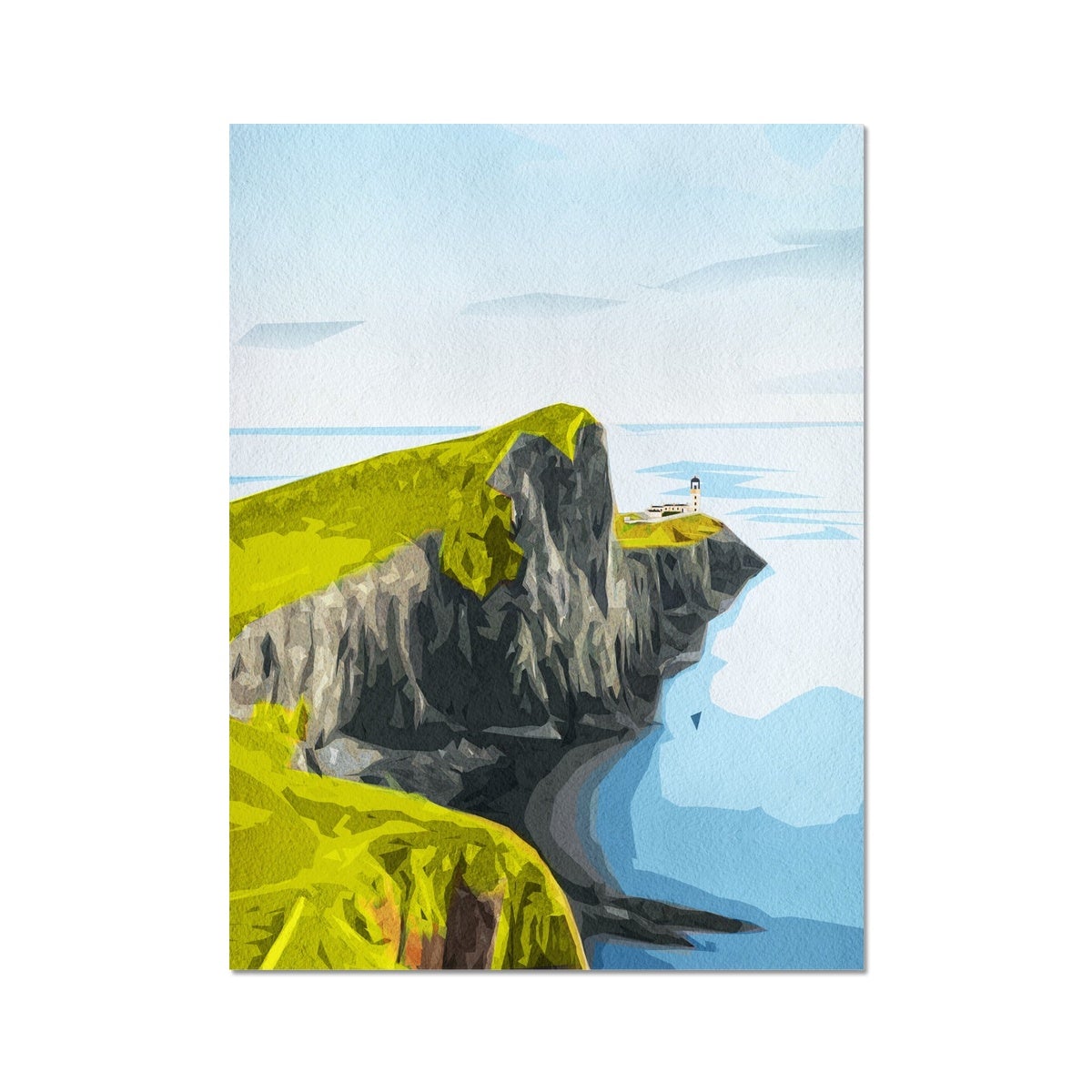 Neist Point Lighthouse - Watercolor Art