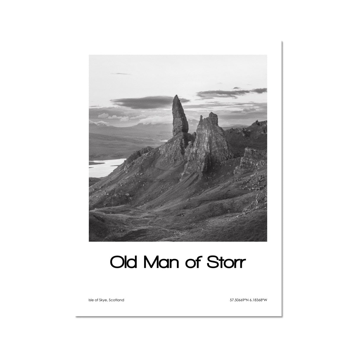 Old Man of Storr Poster (Black & White)