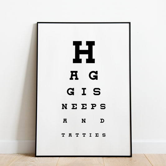 Haggis, Neeps And Tatties - Snellen Chart Design