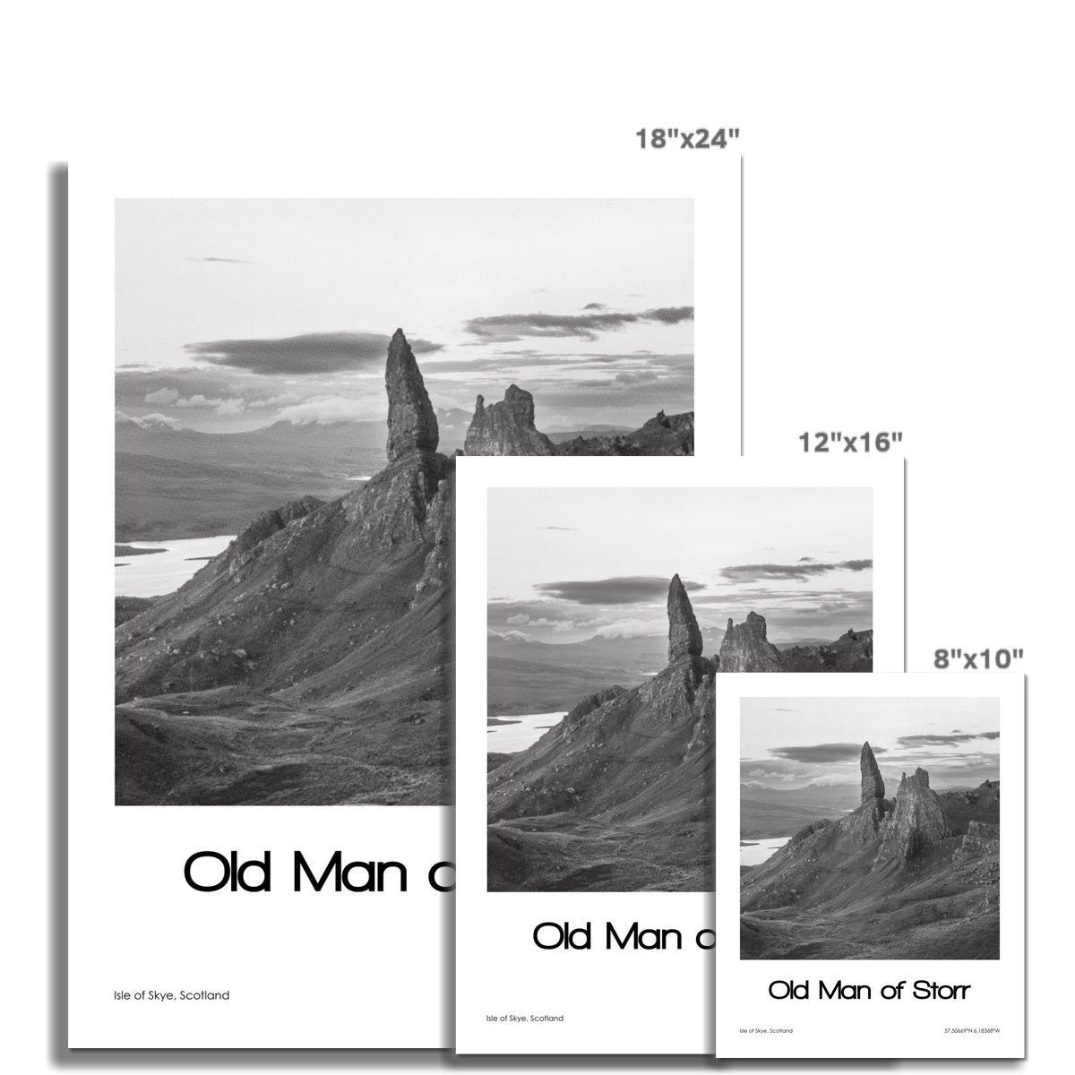 Old Man of Storr Poster (Black & White)