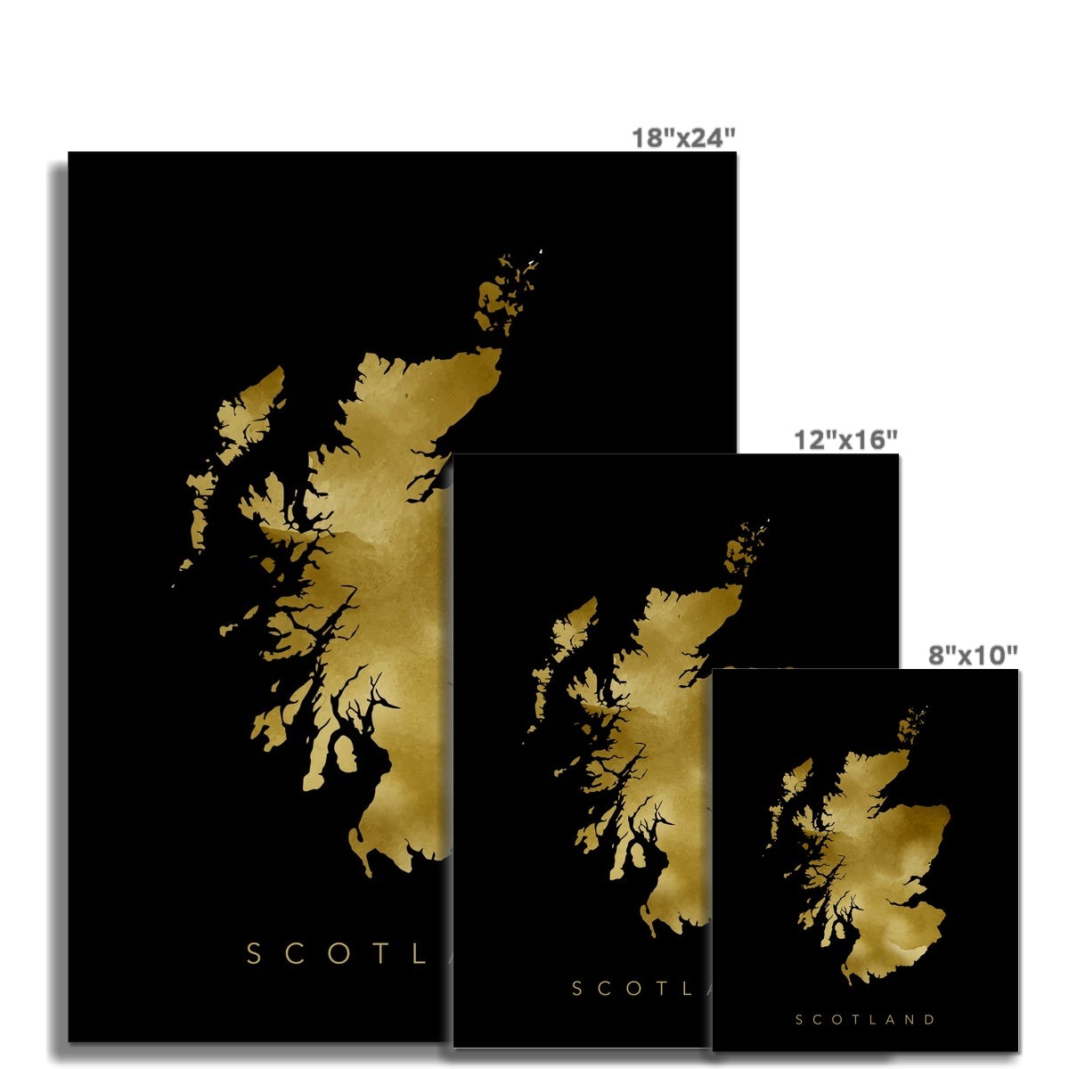 Scotland Map (Gold & Black)