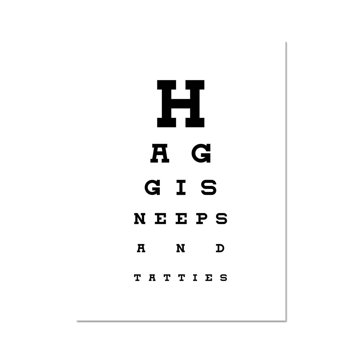 Haggis, Neeps And Tatties - Snellen Chart Design