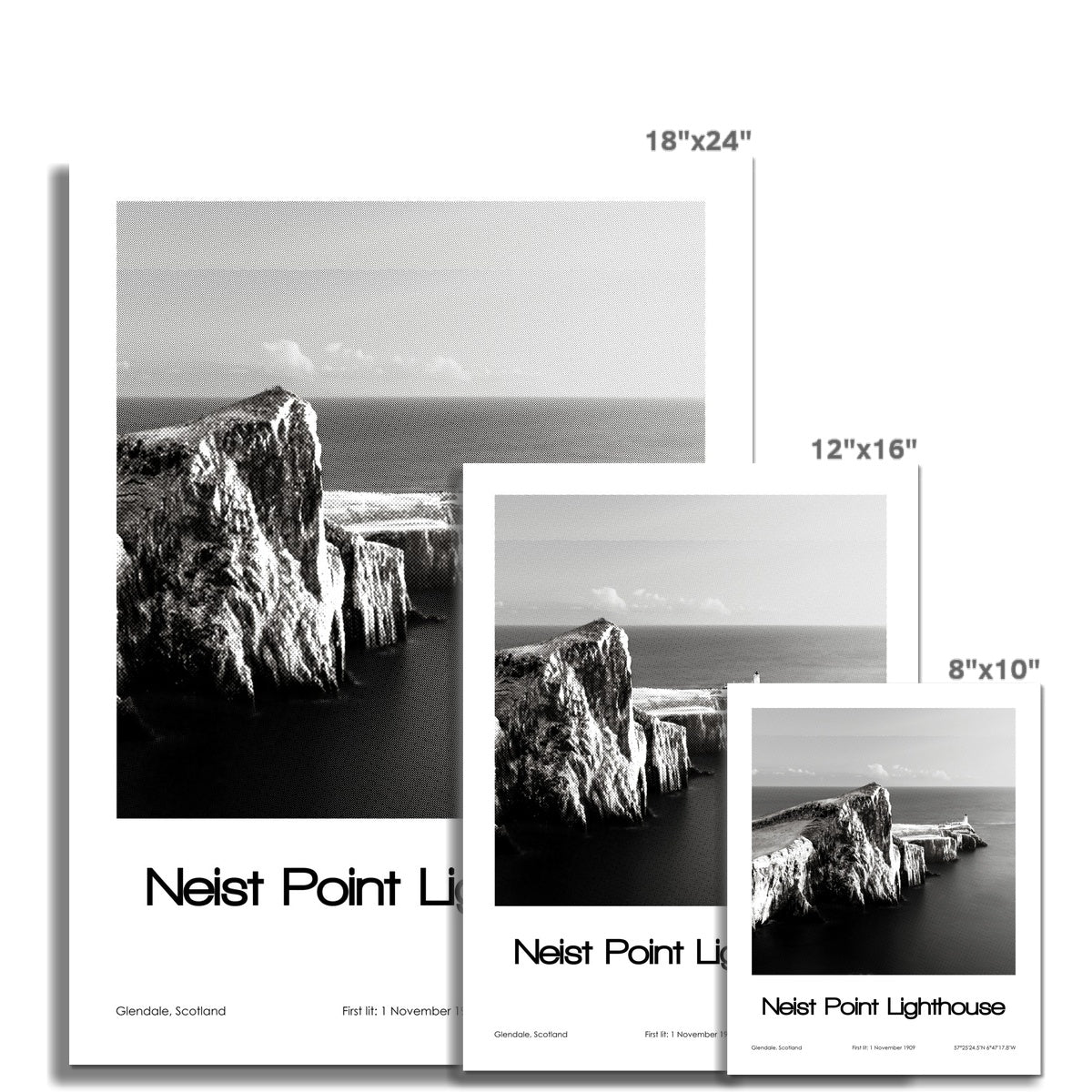 Neist Point Lighthouse Poster (Black & White)