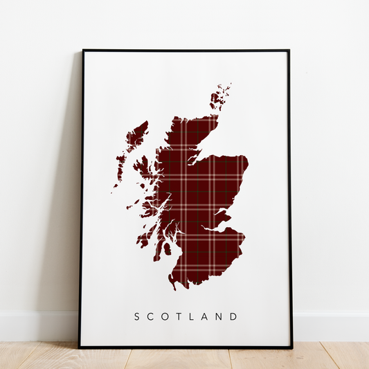 Scotland (Maroon Tartan Map)