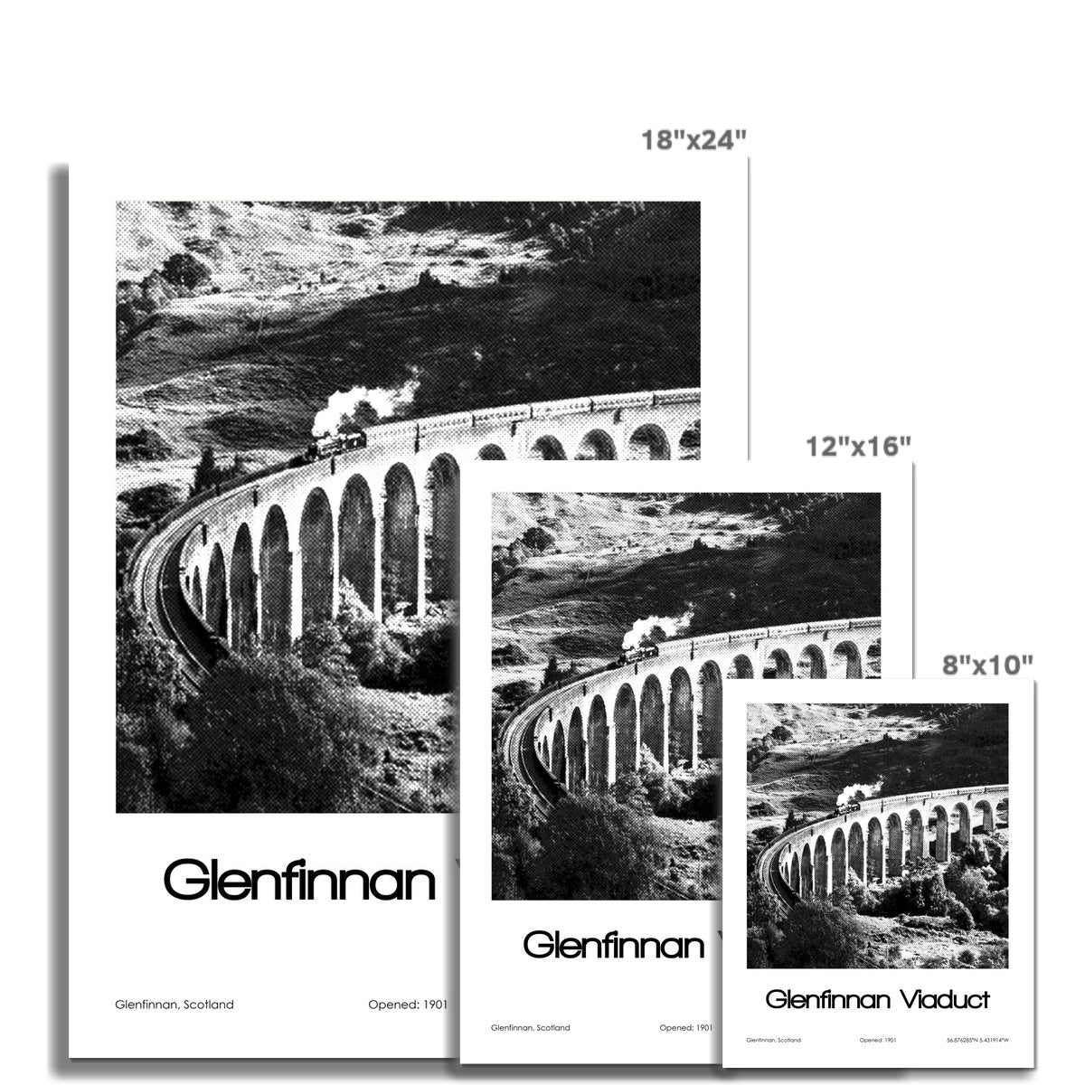 Glenfinnan Viaduct Poster (Black & White)