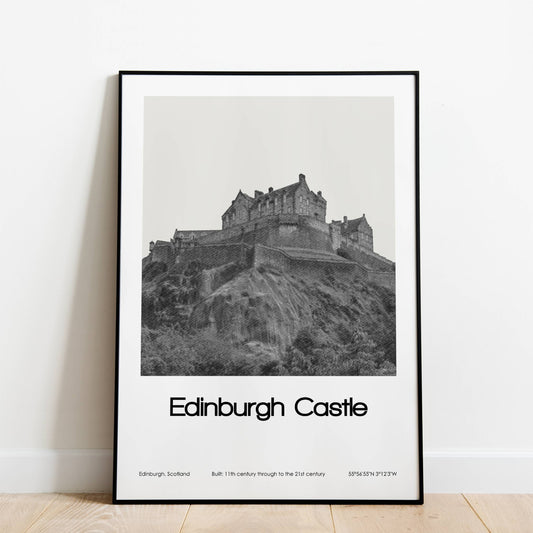 Edinburgh Castle Poster (Black & White)