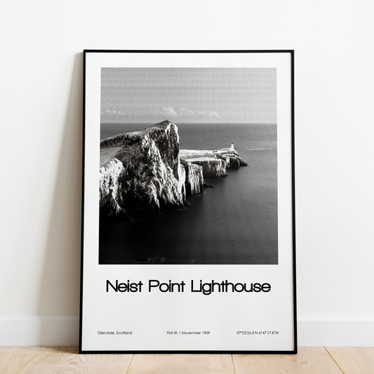 Neist Point Lighthouse Poster (Black & White)