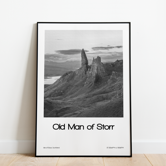 Old Man of Storr Poster (Black & White)