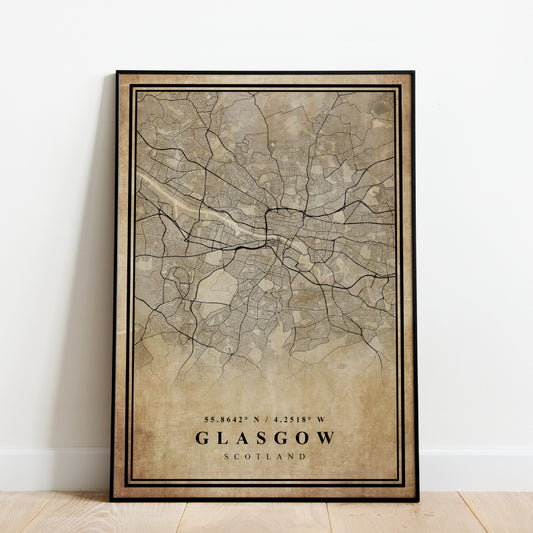 Glasgow Map - Vintage