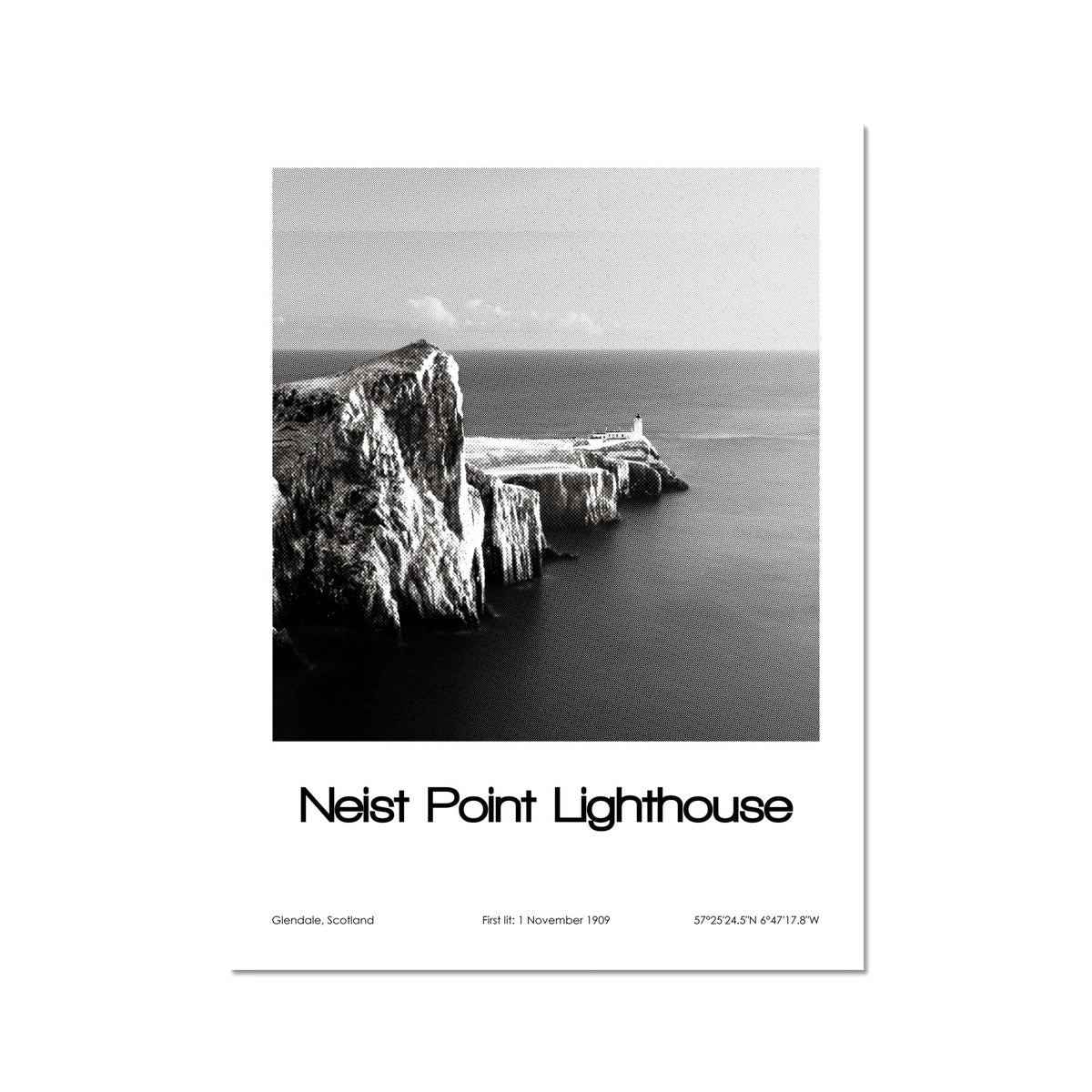 Neist Point Lighthouse Poster (Black & White)