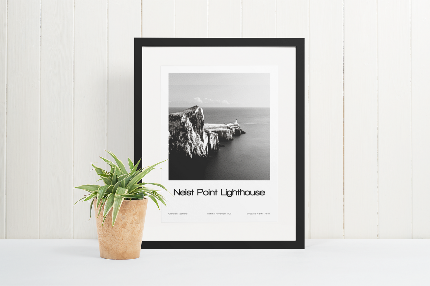 Neist Point Lighthouse Poster (Black & White)