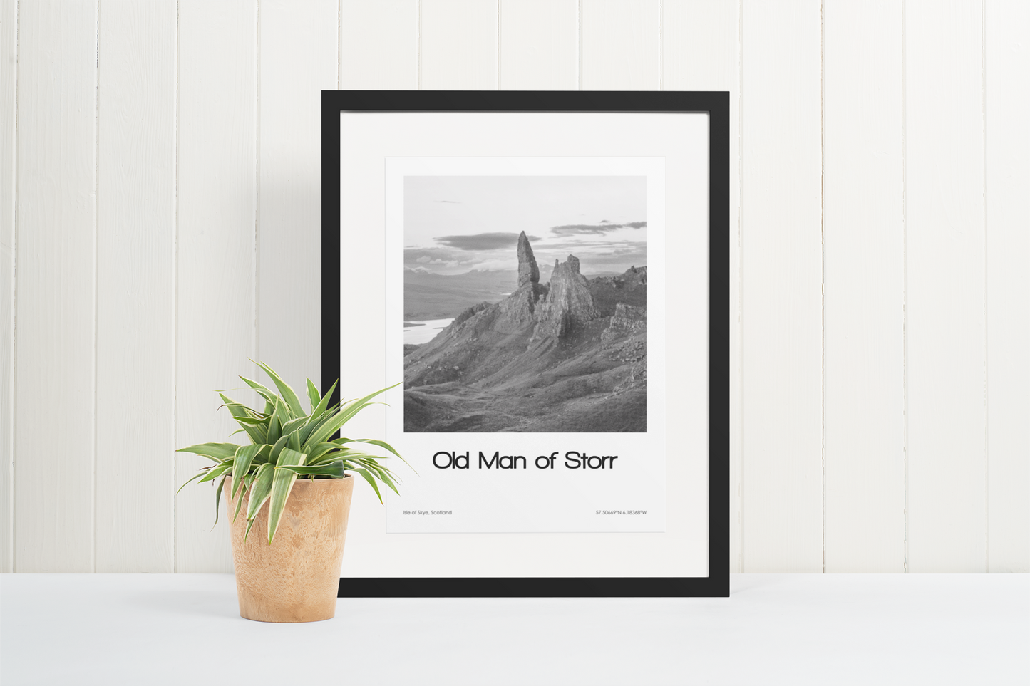 Old Man of Storr Poster (Black & White)