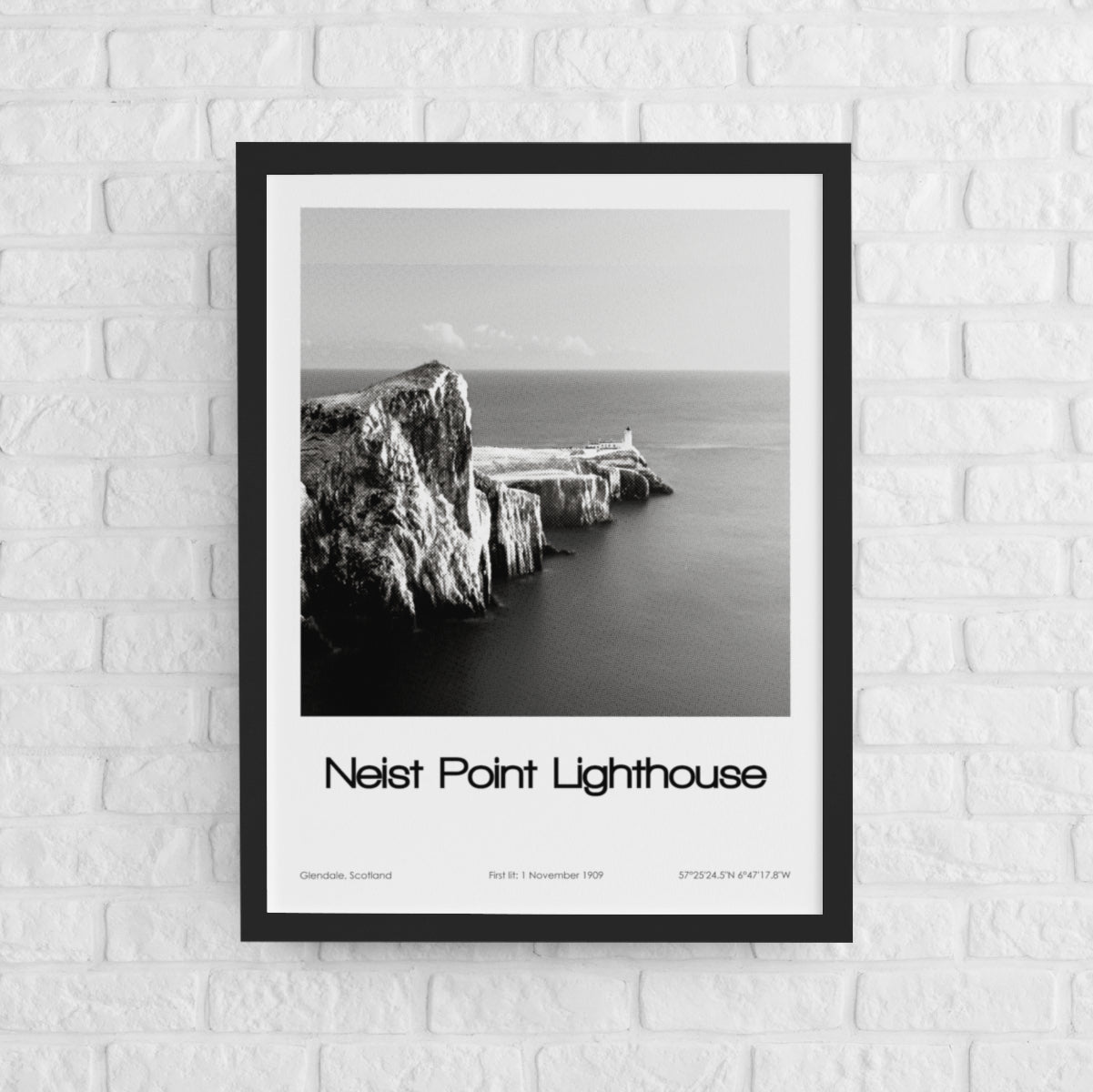 Neist Point Lighthouse Poster (Black & White)