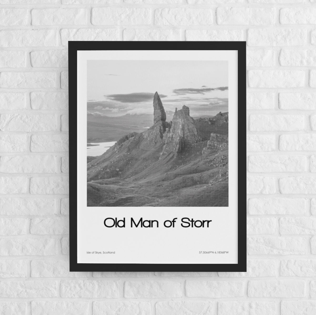 Old Man of Storr Poster (Black & White)