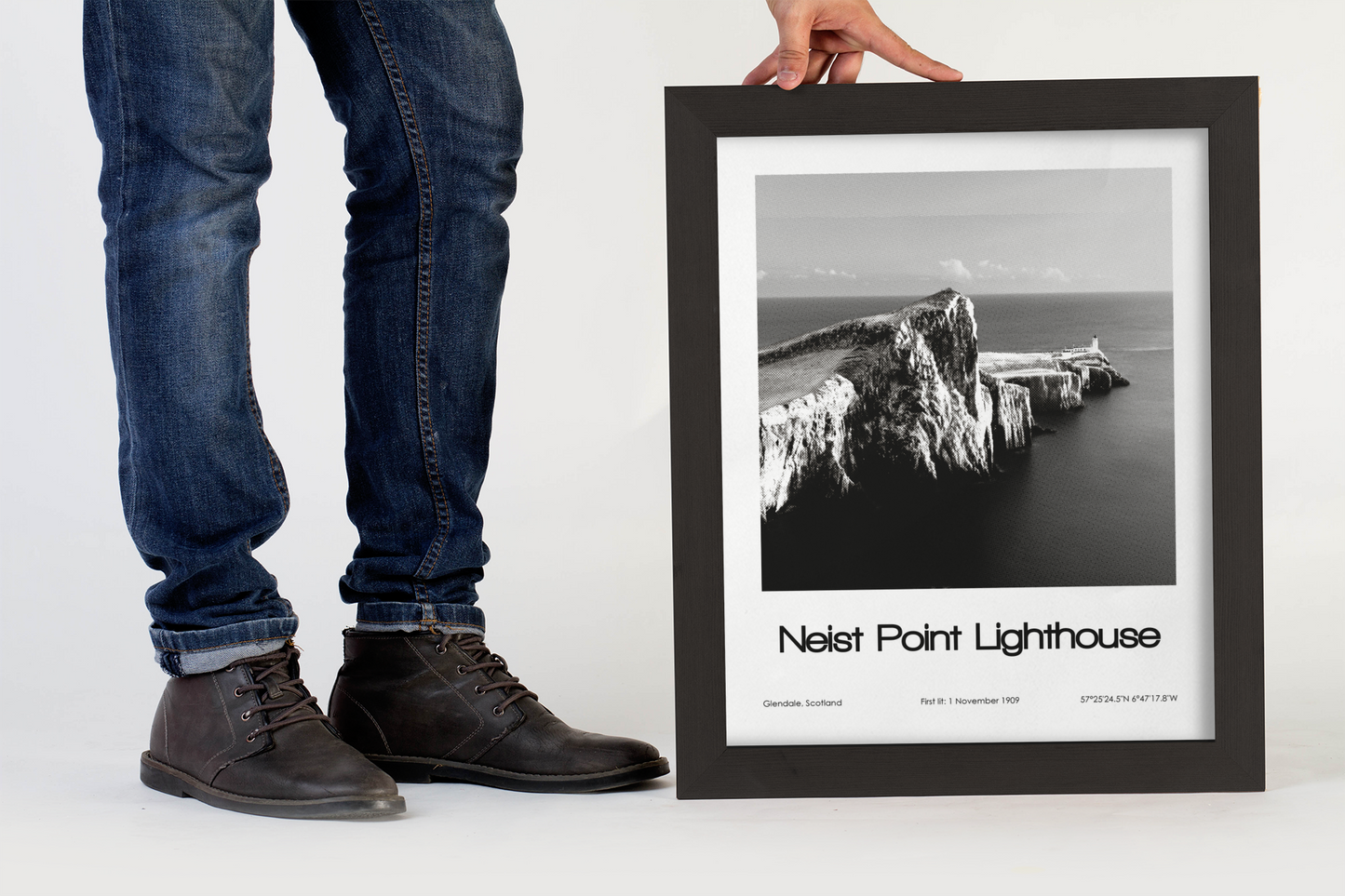 Neist Point Lighthouse Poster (Black & White)