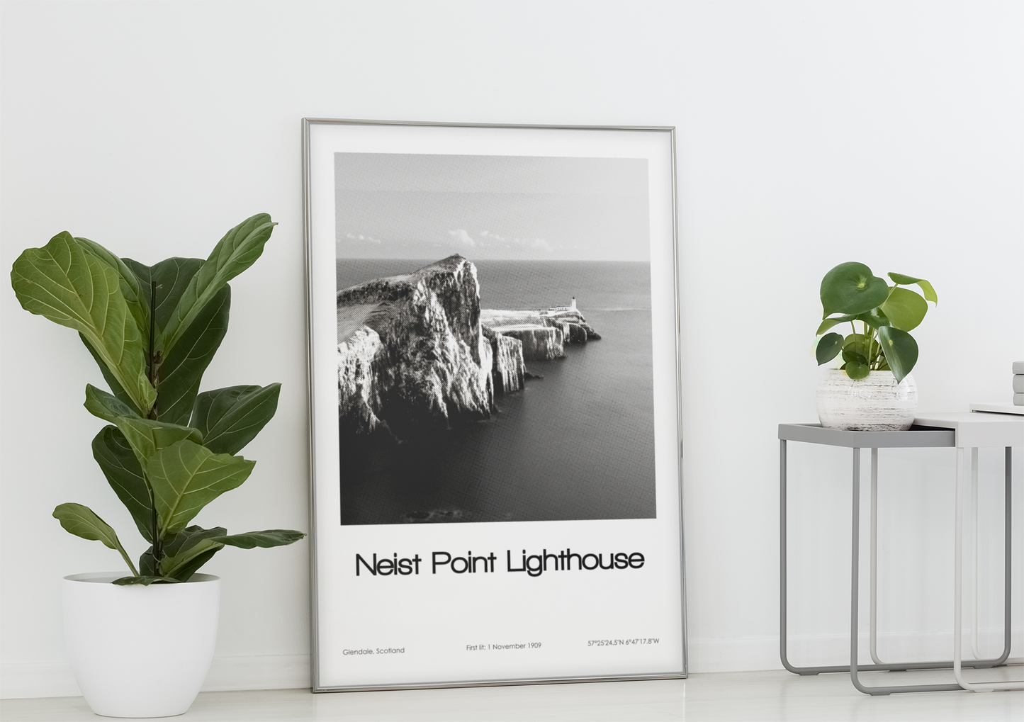 Neist Point Lighthouse Poster (Black & White)