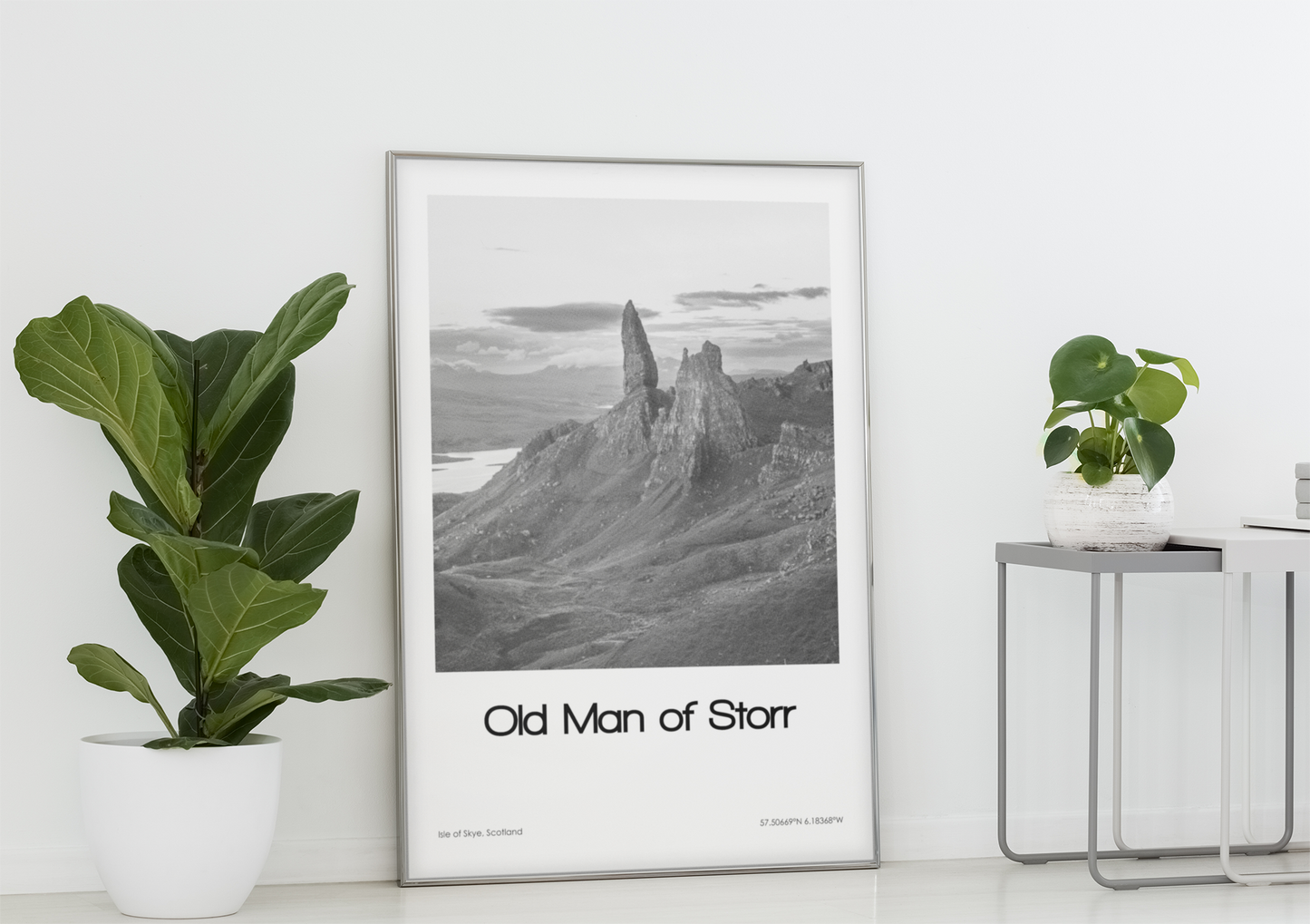 Old Man of Storr Poster (Black & White)